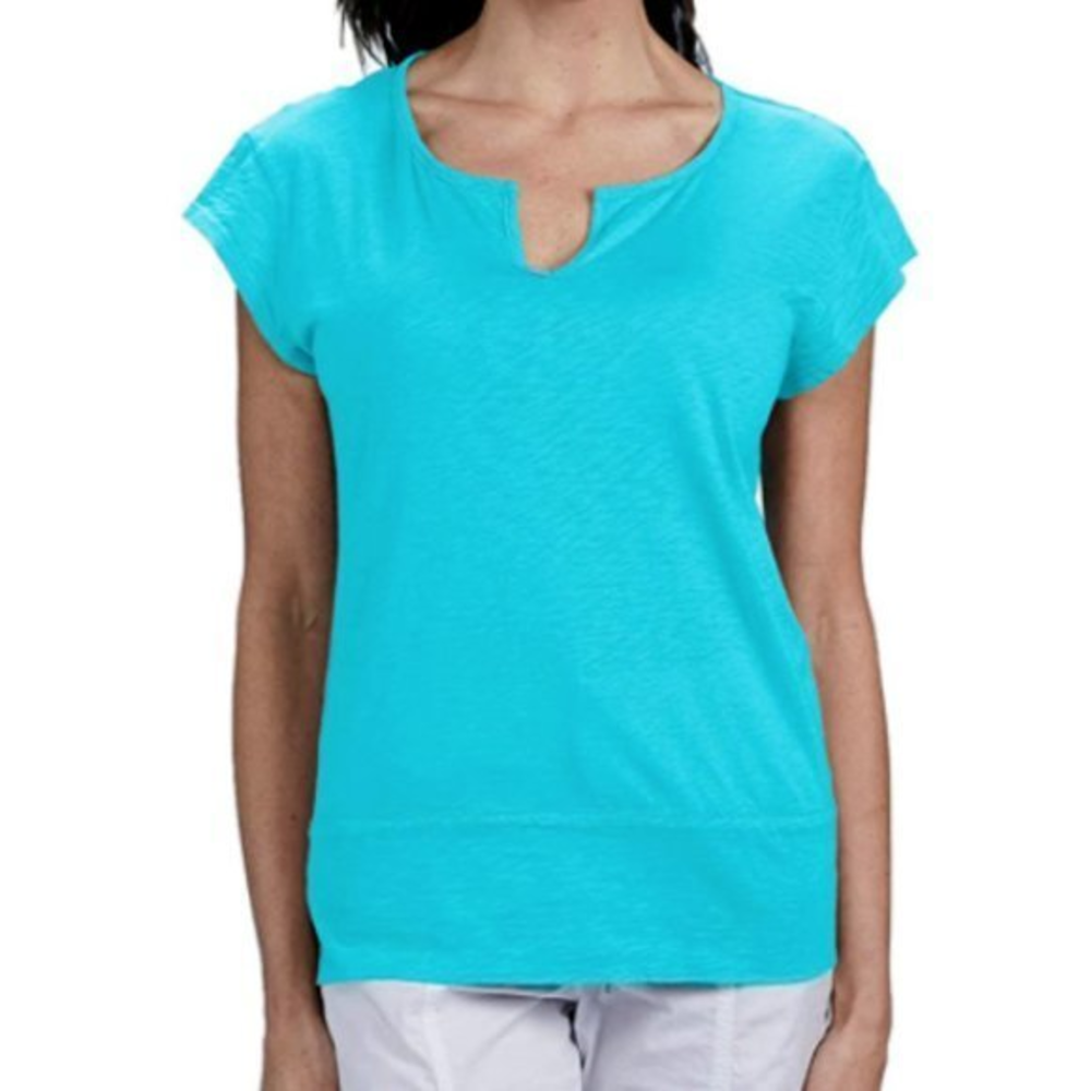 New Fresh Produce S Bluefin Turquoise Vintage Split Neck Cotton Slub T-Shirt Tee